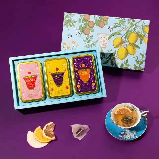 Gift Set - Fruit Hug Tea Cans 3-Piece Set (Grapefruit Black Tea & Lemon Chamomile & Green Tangerine Jasmine) — 1