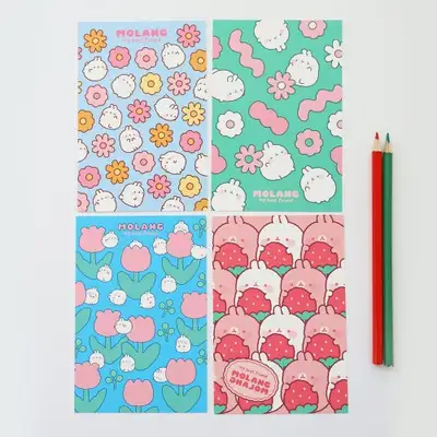 Molang Flower Postcard 4-Piece Set