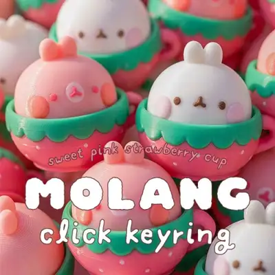 Mollang Strawberry Cup Clicker Keyring