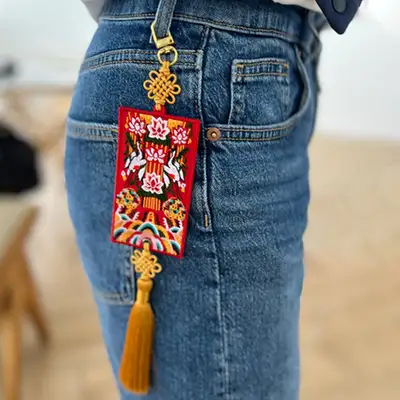 J-ART バイヤーギフト 外国人 韓国 記念品 韓国 グッズ 伝統 記念品 活衣 刺繍 ノリゲ キーリング