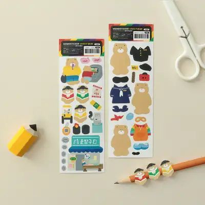Momo Sticker Diary Decoration Lovely Bear Retro Sticker Set