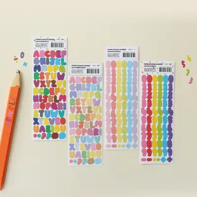 Momo Sticker Diary Decoration Deco Color Pastel Mix Number Alphabet Sticker