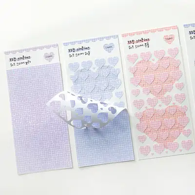 Momopop Hologram Crayon Check Heart Sticker Set - 3 Types