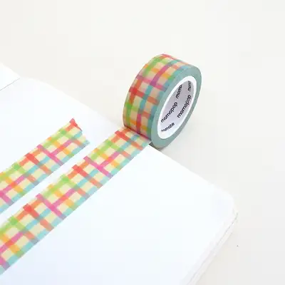Momomate Vintage Colored Pencil Check Masking Tape