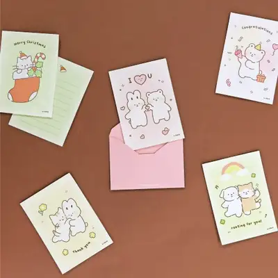 O-CHECK Warm Heart Cute Mini Letterpress Set