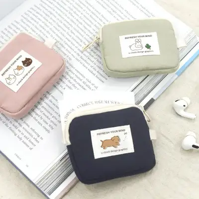 O-CHECK Fluffy Earphone Pouch Airpod Keyring Pouch Coin Wallet