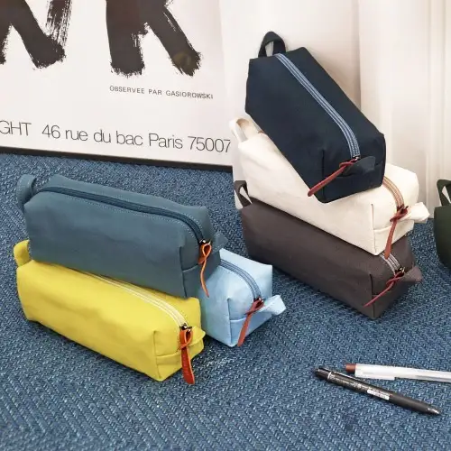 O-CHECK Canvas Square Multi Pouch Pen Case Pen Pouch — 1