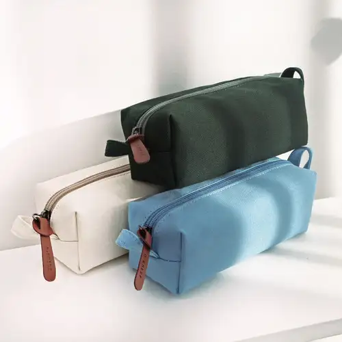 O-CHECK Canvas Square Multi Pouch Pen Case Pen Pouch — 5