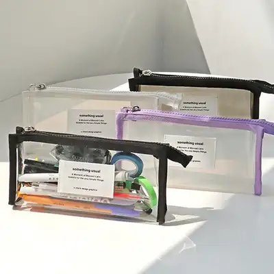 O-CHECK DESIGN GRAPHICS Daily Transparent Pouch Something Usual Clear Pencil Case Multi-Purpose Storage Pouch