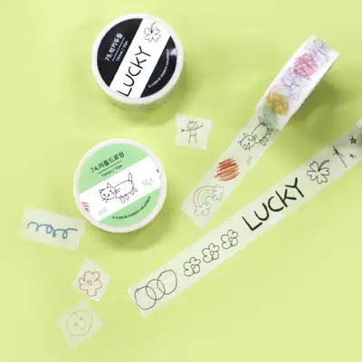 O-CHECK Masking Tape 10 Types Hand-drawn Illustration Deco Mate Emotional Mate Gift Wrapping Sticker