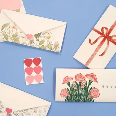 O-CHECK Message Envelope Set - Carnation Money Envelope Congratulations Gift Parents' Day