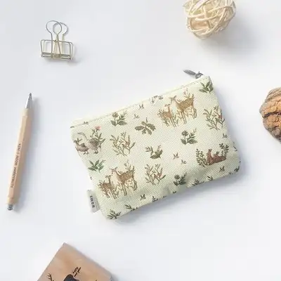 O-CHECK Vintage Illustration Pattern Mini Pouch (S) Harmony