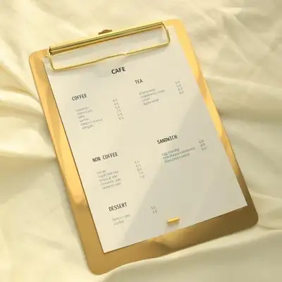 MomoPop Metal Gold Clipboard Cafe Menu Board (3 Types)