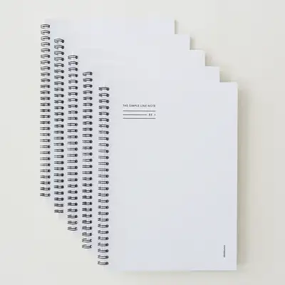 Momopop The Simple Spring Notebook B5 3 Types Lined White, Set of 5