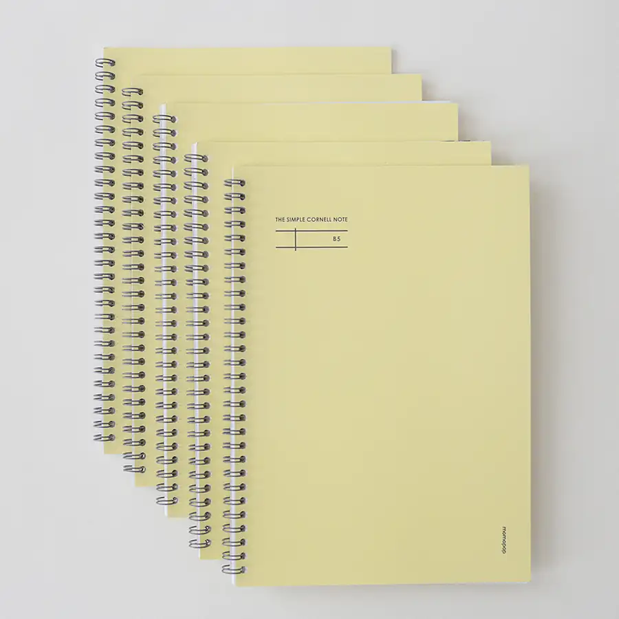 Momo Pop The Simple Spring Notebook B5 3 Types Cornell Lemon, 5 Pieces