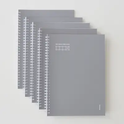 MomoPop The Simple Spring Note B5 3 Types Grid Charcoal, Pack of 5