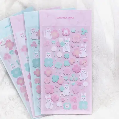 Angora Lora | #Mint Pink Clover Sticker (Hologram/Matte Velvet)