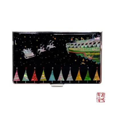 韓屋のクリスマス ポータブル名刺入れ