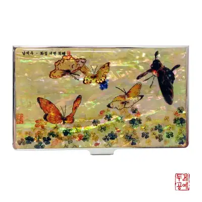 [南桂宇]花蝶図 携帯名刺入れ - クローバーと蝶