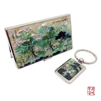 【鄭敾】隠谷幽居図 携帯名刺入れ & キーリング