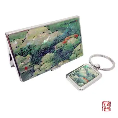 【전기】梅花草屋図 携帯名刺入れ&キーリング