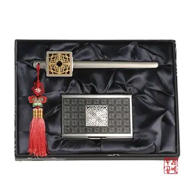 万字文紋文具ナイフセット [シルバー]