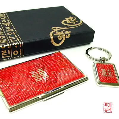 螺鈿名刺入れ2種セット[希子文赤]