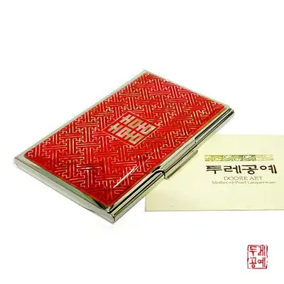 螺鈿名刺入れ[喜字文 赤]