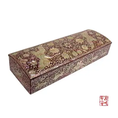 李朝 筆箱[双鶴唐草 赤色]