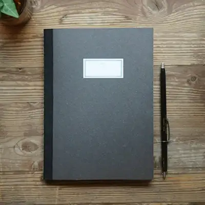 O-CHECK Stitch Notebook M Black (Wirebound)