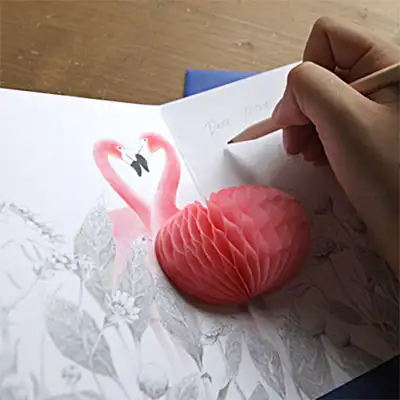 O-CHECK Pop Up Card Flamingo LOVE