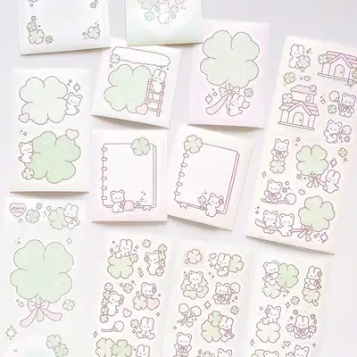 Floro | Clover Imitation Paper Pack (4 Stickers + 7 Pieces)