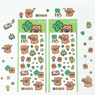Genieyoni | Bear Gomi and Lucky Clover Seal Stickers