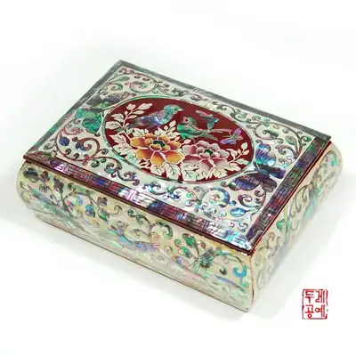 李朝楕円花鳥文名刺入れ [主合]