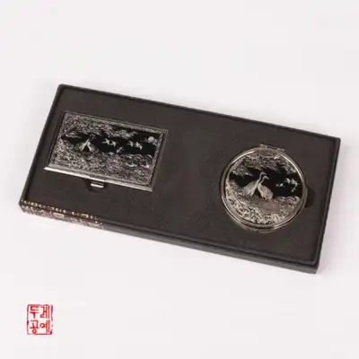 携帯名刺+ハンドミラー セット（白黒）