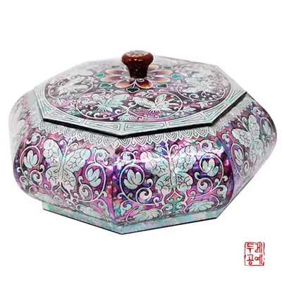 蝶花文八角多用途箱 [黒]