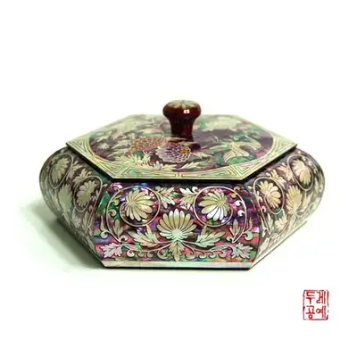 花鳥紋六角多用途函 [小 - 黒]