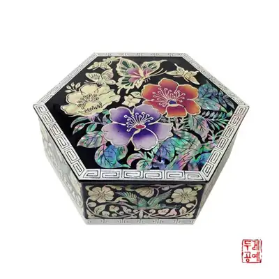 凌霄花と蝶 六角形ミニ多用途ボックス
