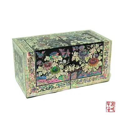 彩画菊花双合 [大 - 黒]