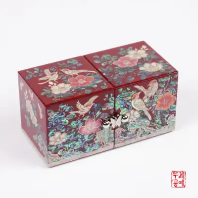 二鳥梅鳥文双合 [朱合]