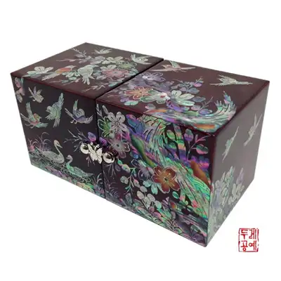 天然木製梅花鳥双合