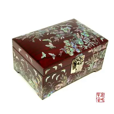 螺鈿天然木直轆轆ジュエリーボックス[蝶]