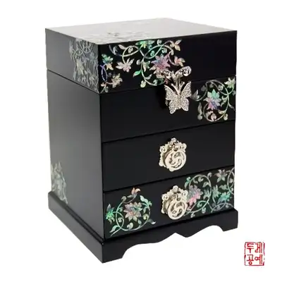보상화 3段引き出しジュエリーボックス