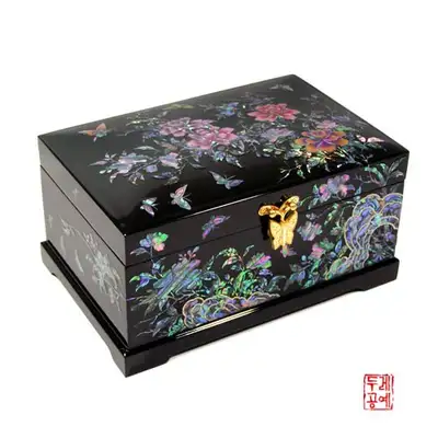 菊花文様蝶宝石箱（黒色）