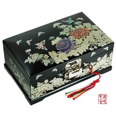 菊と蝶の彩画ジュエリーボックス