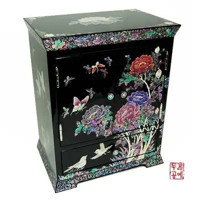 彩華牡丹双扉ジュエリーボックス