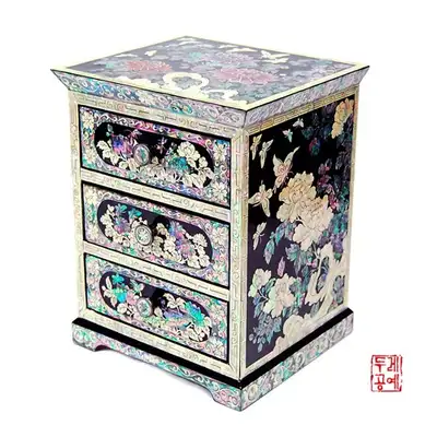 彩画牡丹 引き出し宝石箱