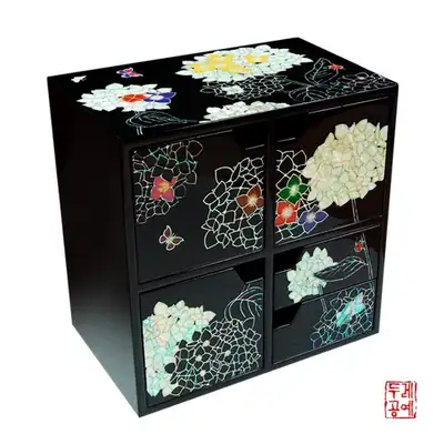 満開紫陽花と蝶の引き出し型ジュエリーボックス[大]