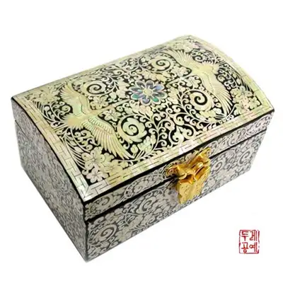 李朝塁林ジュエリーボックス[唐草双鶴 小]