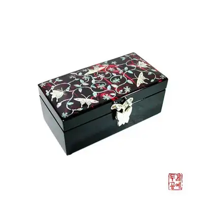 蝶柄ハンジ直巻きジュエリーボックス[赤]